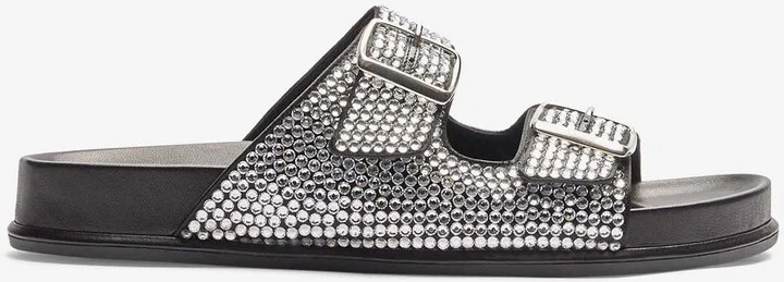 Emma Studded Satin Flat Slides