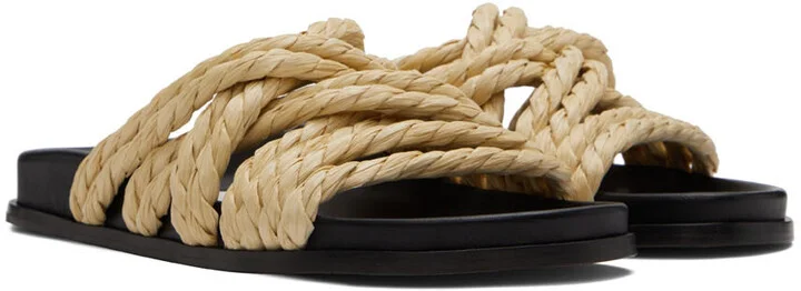 Emme Parsons Beige Evvie Flat Sandals - Image 4