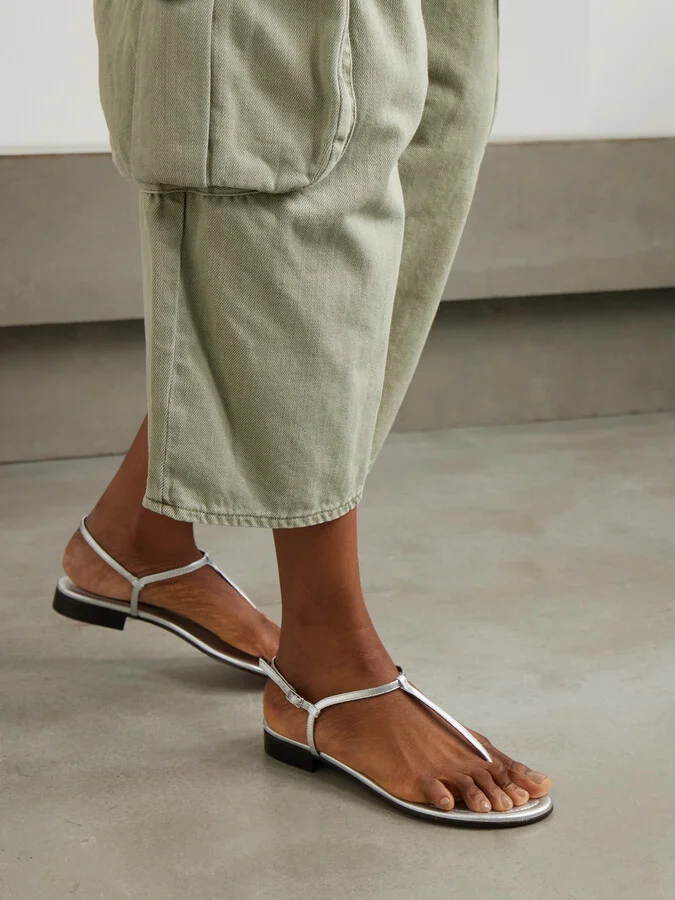 Emme Parsons - Cecilia Metallic Leather Sandals - Silver - Image 2