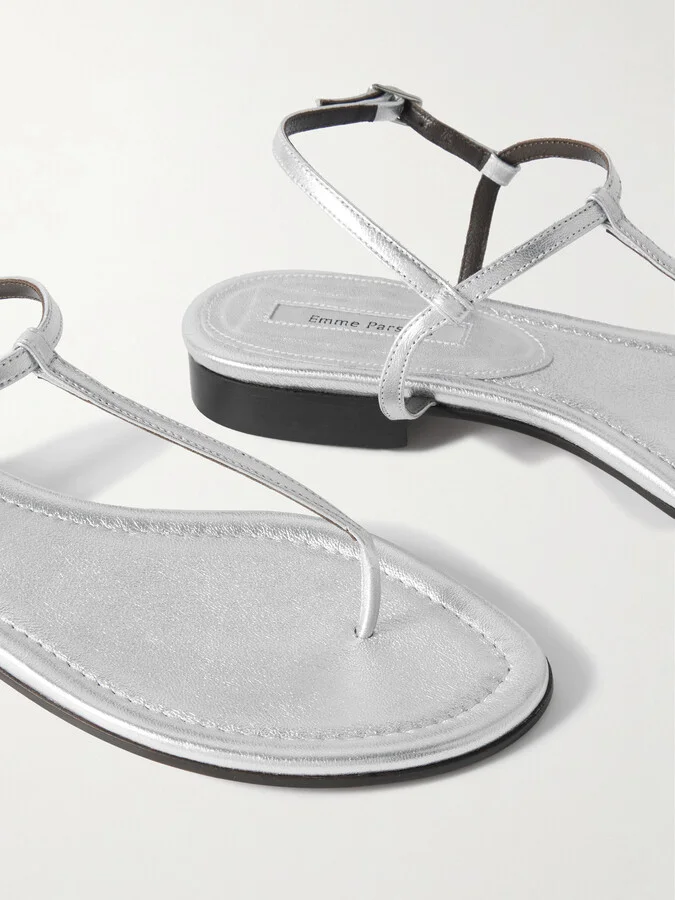 Emme Parsons - Cecilia Metallic Leather Sandals - Silver - Image 4