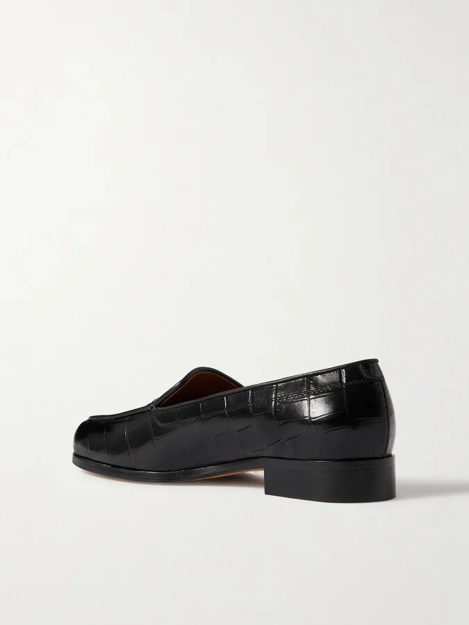 Emme Parsons - Danielle Croc-effect Patent-leather Loafers - Black - Image 3