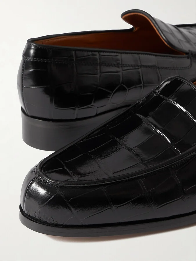 Emme Parsons - Danielle Croc-effect Patent-leather Loafers - Black - Image 4