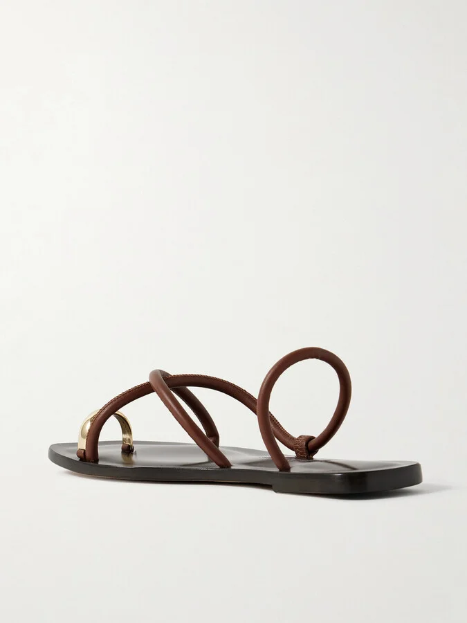 Emme Parsons - Laurie Embellished Leather Sandals - Brown - Image 3