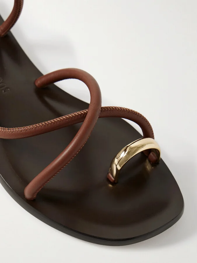 Emme Parsons - Laurie Embellished Leather Sandals - Brown - Image 4