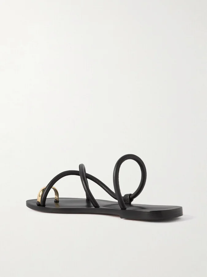 Emme Parsons - Laurie Gold-tone And Leather Sandals - Black - Image 3