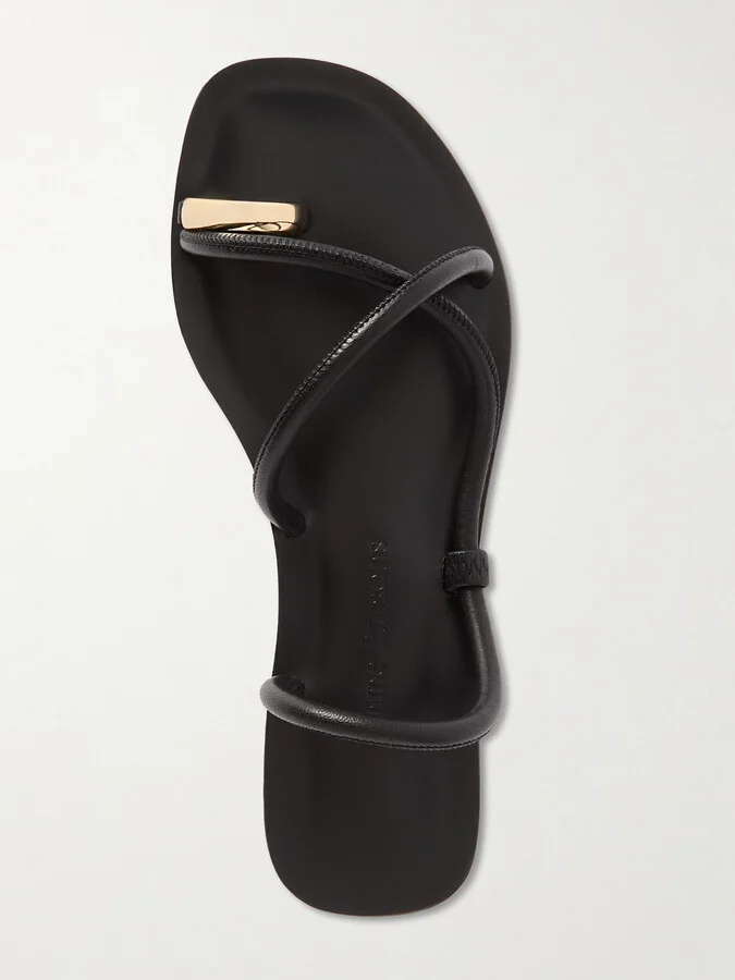 Emme Parsons - Laurie Gold-tone And Leather Sandals - Black - Image 5