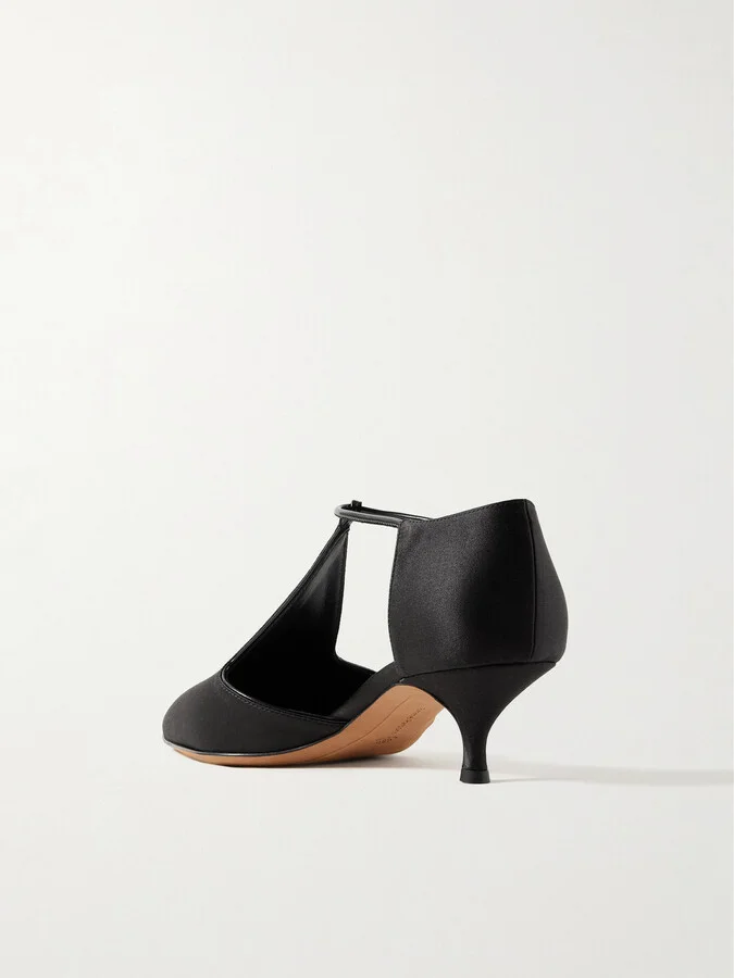 Emme Parsons - Leandra Satin Point-toe Pumps - Black - Image 3