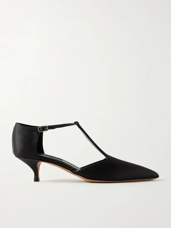 Emme Parsons - Leandra Satin Point-toe Pumps - Black