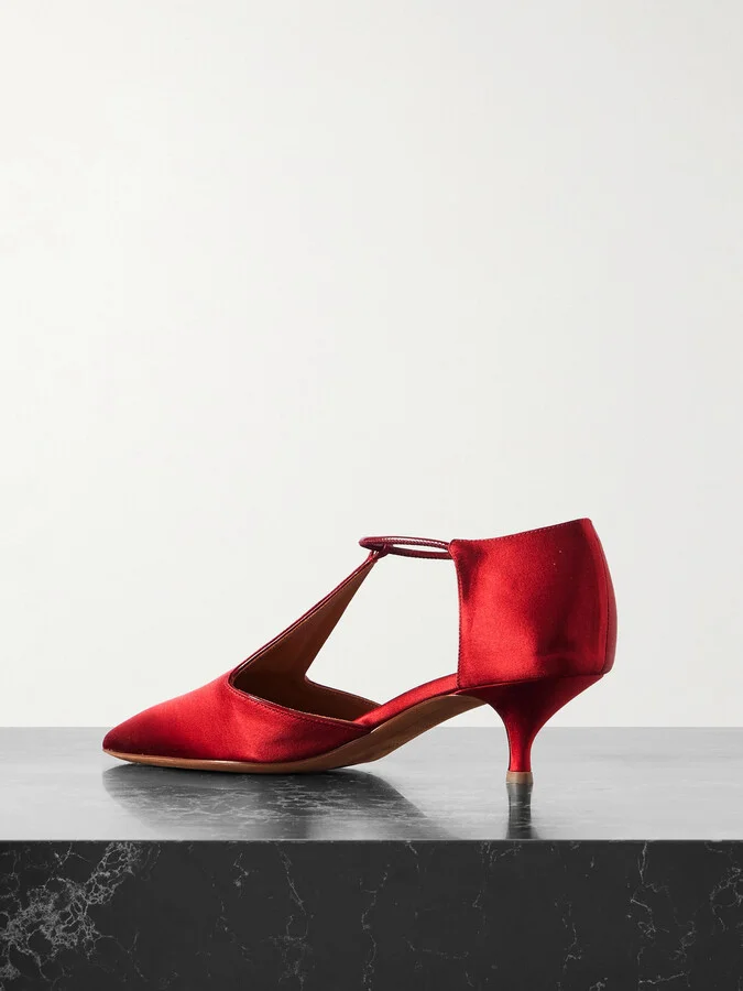 Emme Parsons - Leandra Satin Pumps - Red - Image 3