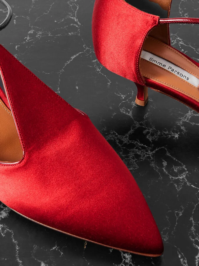 Emme Parsons - Leandra Satin Pumps - Red - Image 4