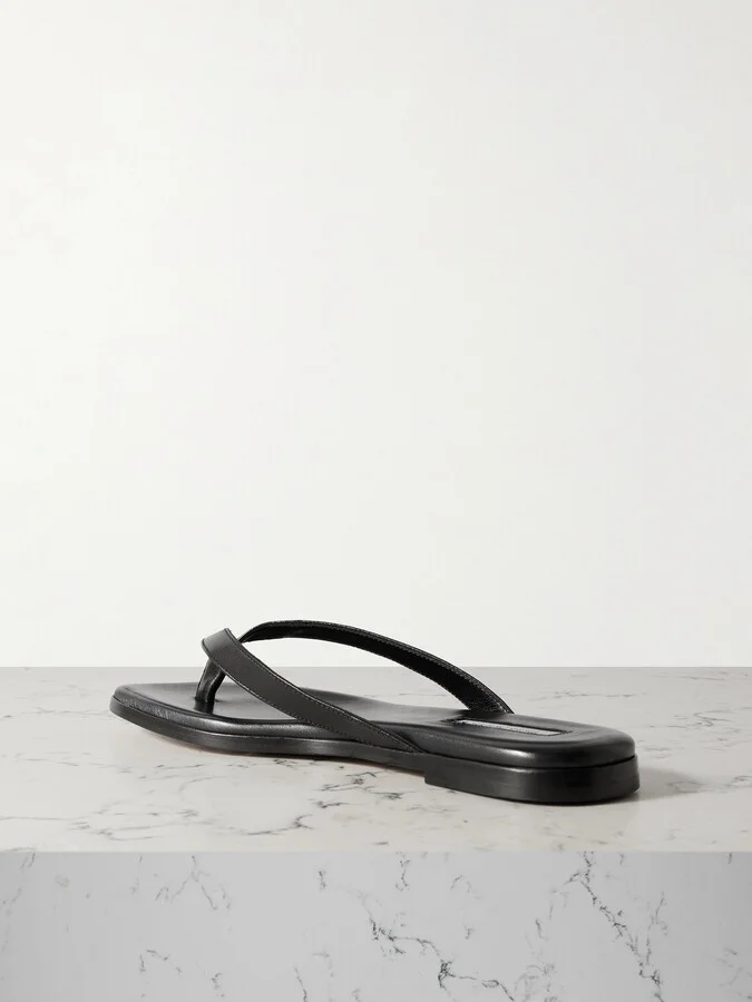 Emme Parsons - Meta Leather Flip Flops - Black - Image 3