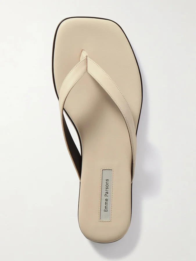 Emme Parsons - Meta Leather Flip Flops - Ivory - Image 5