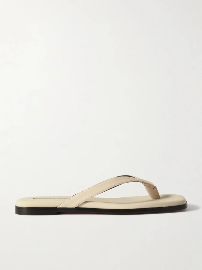Emme Parsons - Meta Leather Flip Flops - Ivory