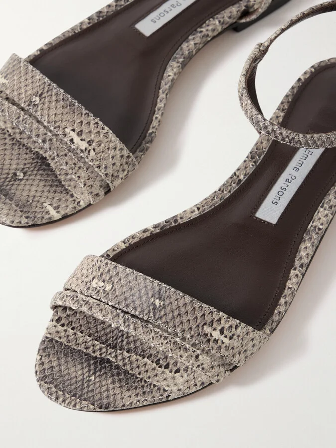 Emme Parsons - Simple Snake-effect Leather Sandals - Animal print - Image 4