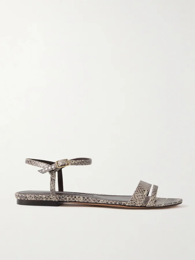 Emme Parsons - Simple Snake-effect Leather Sandals - Animal print