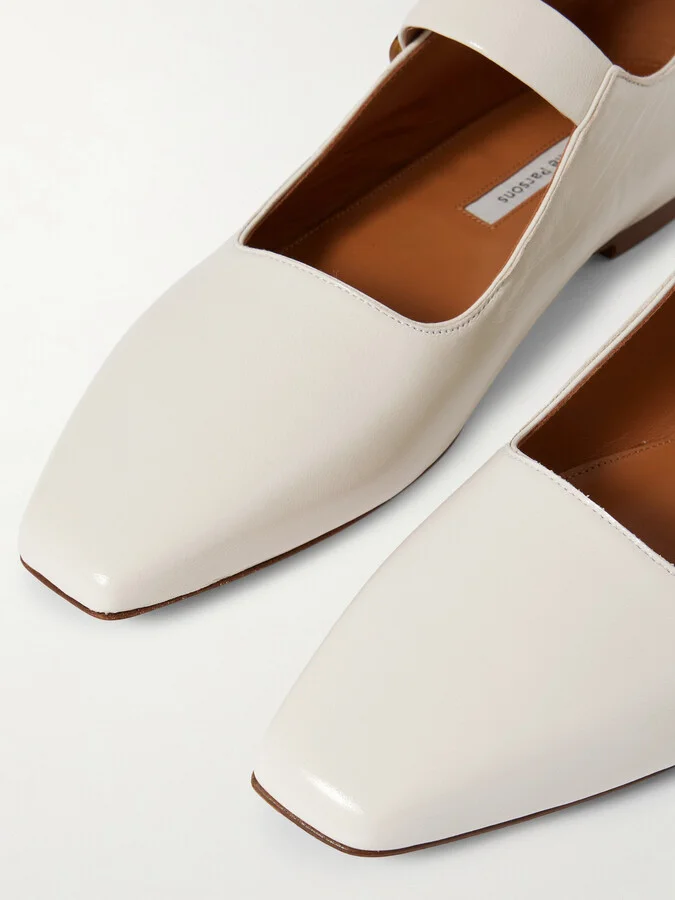 Emme Parsons - Tramonto Glossed-leather Mary Jane Ballet Flats - Ivory - Image 4