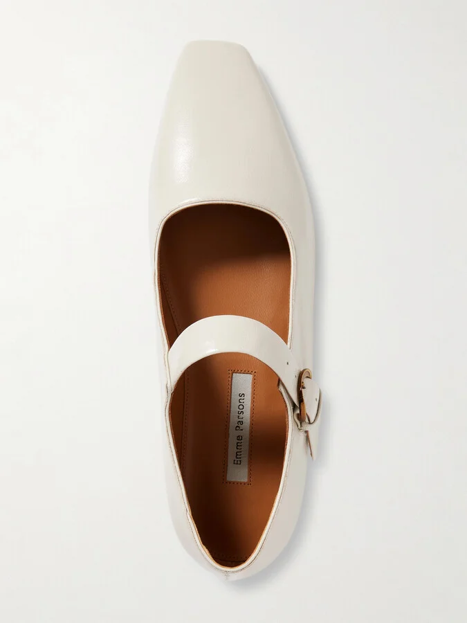 Emme Parsons - Tramonto Glossed-leather Mary Jane Ballet Flats - Ivory - Image 5