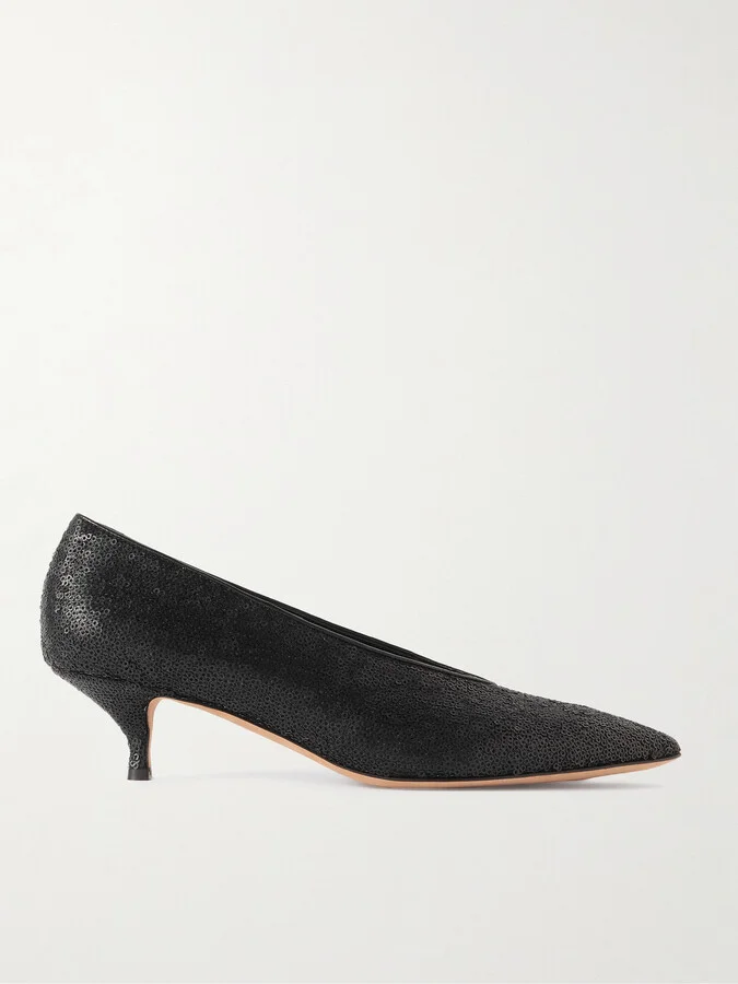Emme Parsons - Veneto Sequined Leather Pumps - Black