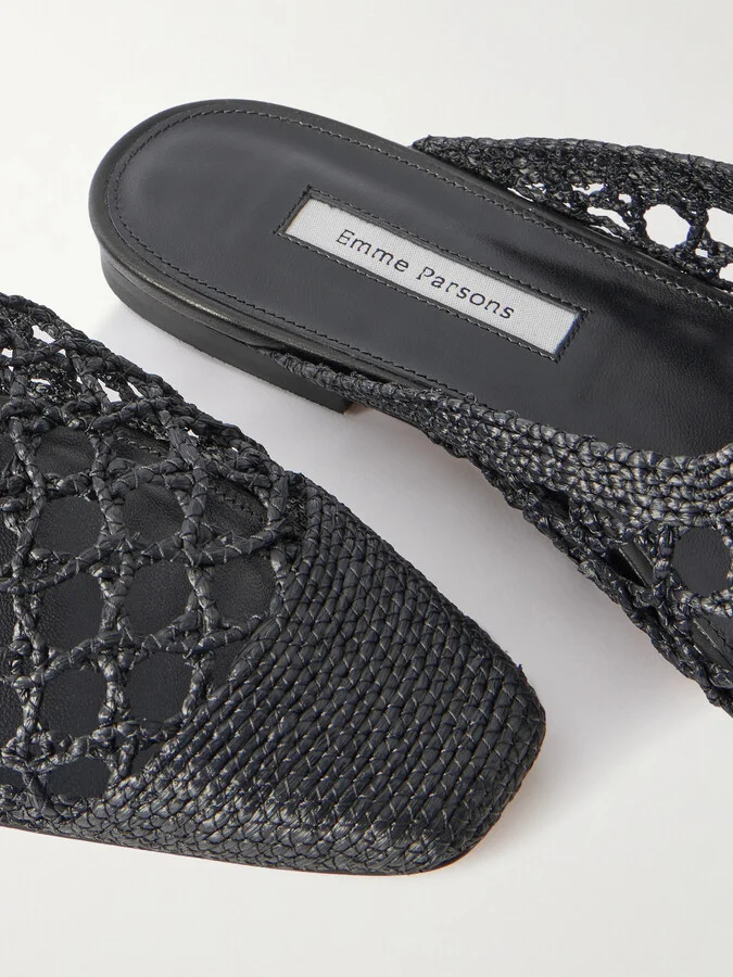 Emme Parsons - Woven Raffia Mules - Black - Image 4