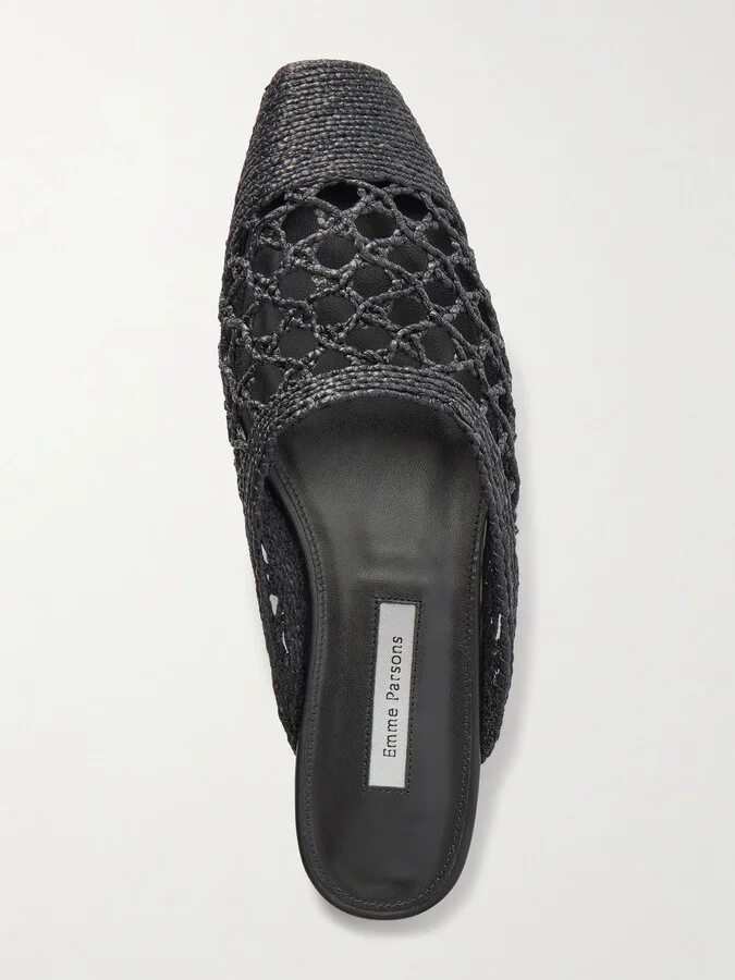 Emme Parsons - Woven Raffia Mules - Black - Image 5