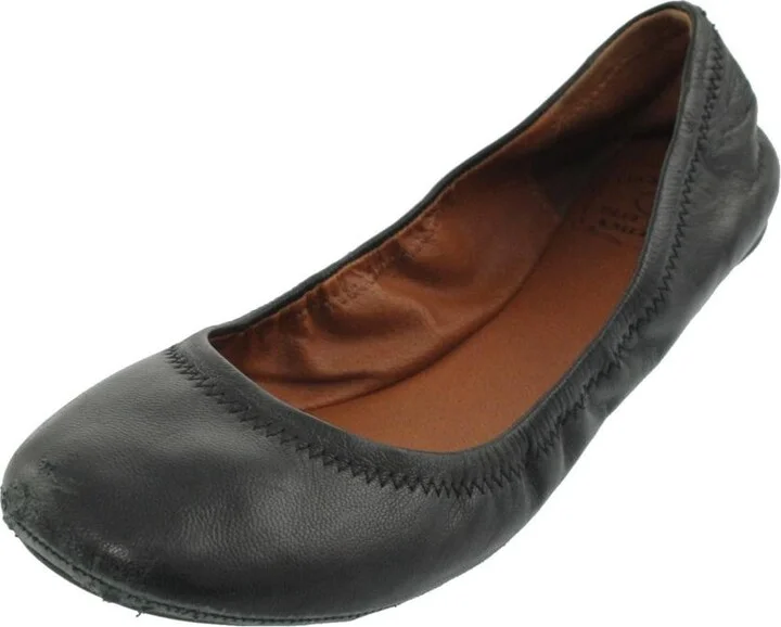 Emmie Womens Leather Round-Toe Ballet Flats