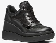 Emmy Leather and Mesh Wedge Trainer - Image 3