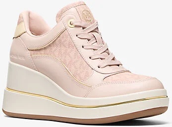 Emmy Signature Logo and Leather Wedge Trainer