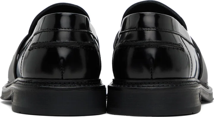 Emporio Armani Black Brushed Leather Loafers - Image 2