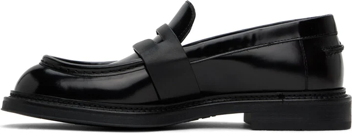 Emporio Armani Black Brushed Leather Loafers - Image 3