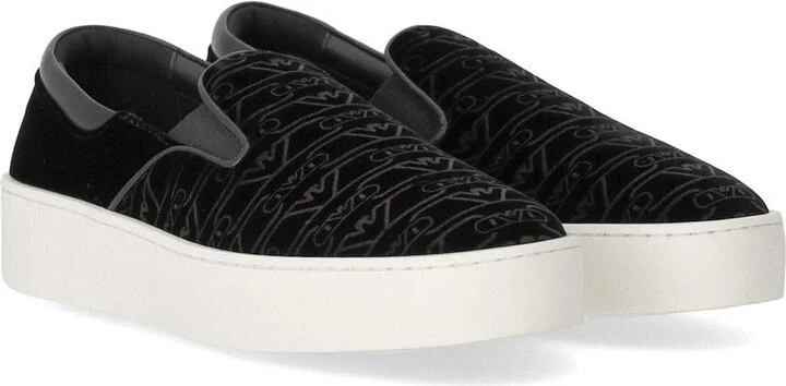 Emporio Armani Black Monogram Slip-On Sneaker - Image 2