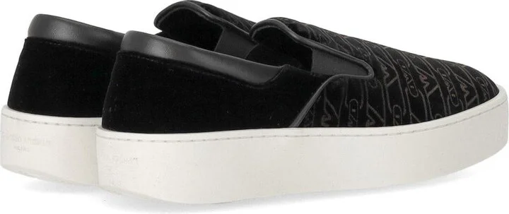 Emporio Armani Black Monogram Slip-On Sneaker - Image 4