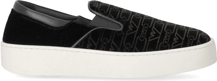 Emporio Armani Black Monogram Slip-On Sneaker