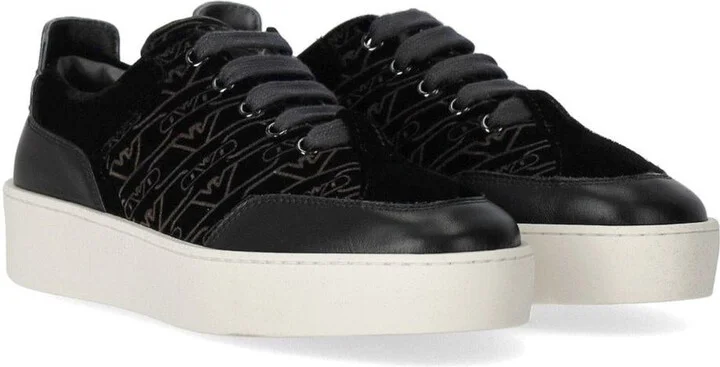Emporio Armani Black Monogram Sneaker - Image 2