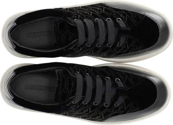 Emporio Armani Black Monogram Sneaker - Image 5