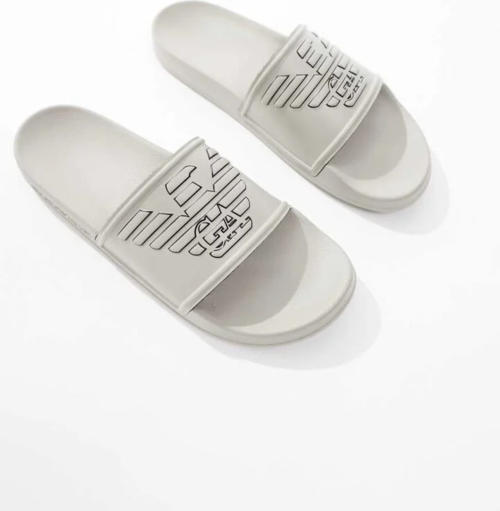 Emporio Armani Bodywear logo slides in beige - Image 4
