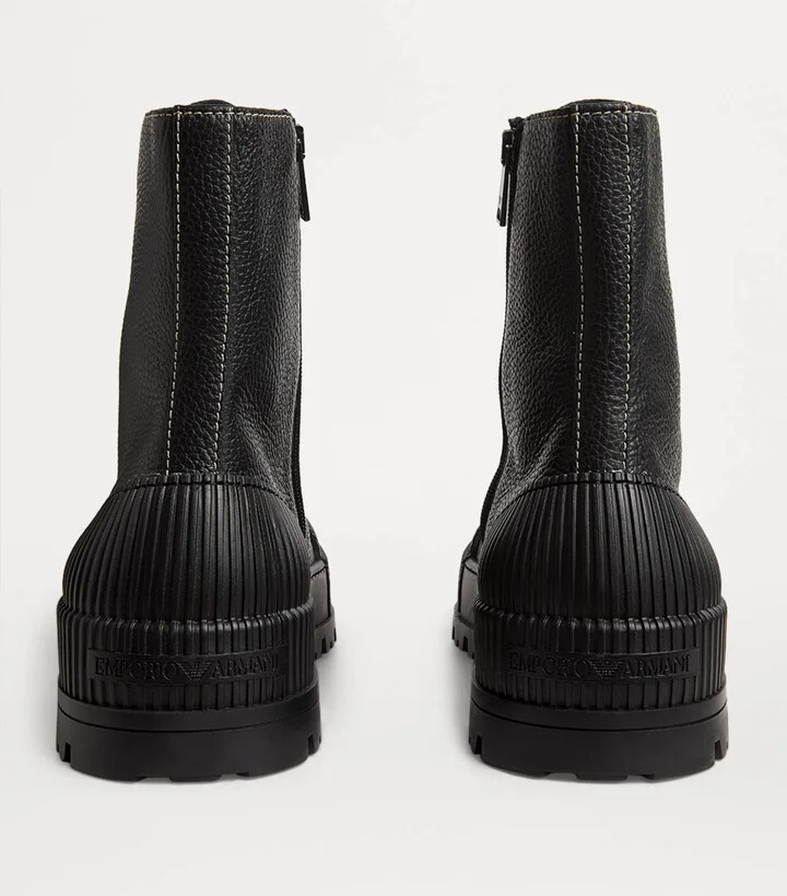 Emporio Armani Leather Ankle Boots - Image 3