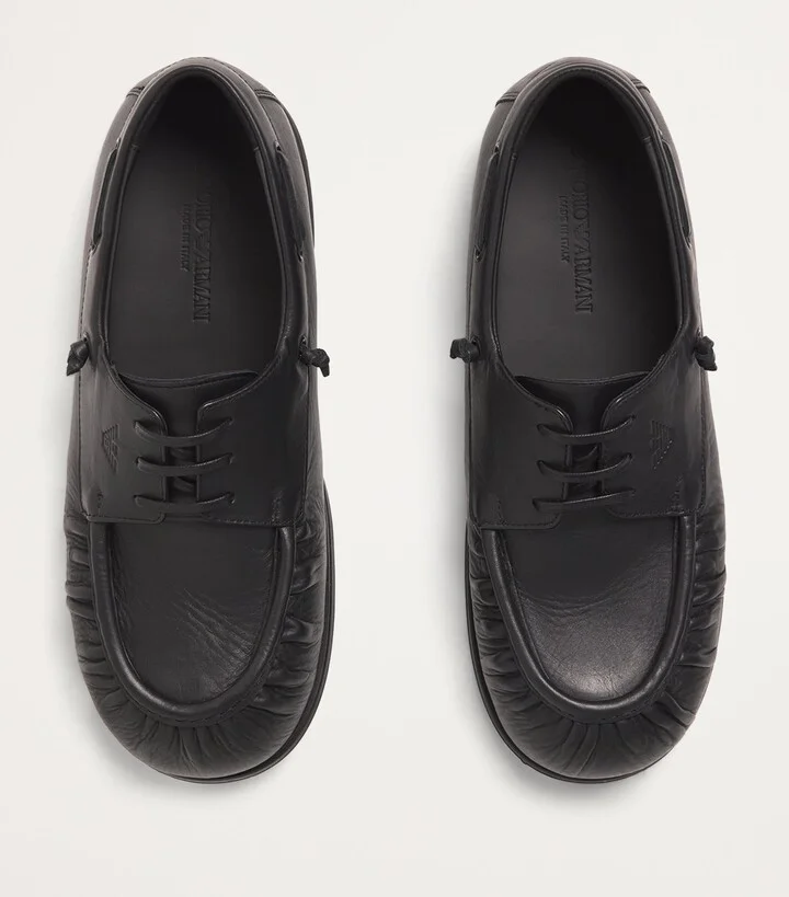 Emporio Armani Leather Lace-Up Loafers - Image 3