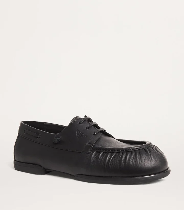 Emporio Armani Leather Lace-Up Loafers - Image 5