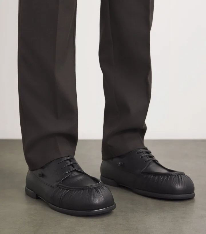 Emporio Armani Leather Lace-Up Loafers - Image 6