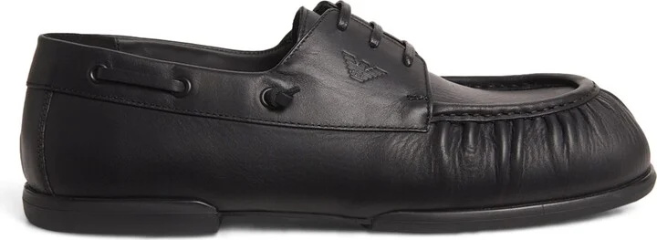 Emporio Armani Leather Lace-Up Loafers