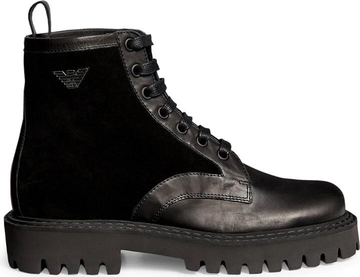 Emporio Armani Suede-Leather Ankle Boots