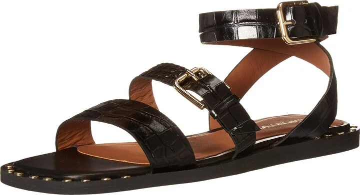 Emporio Armani Women's Ankle Strap Flat Studded Sandal
