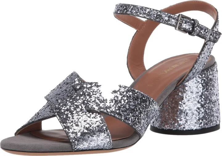 Emporio Armani Women's Metallic Low Block Heel Heeled Sandal