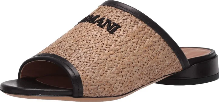 Emporio Armani Women's Raffia Logo Slide Mule