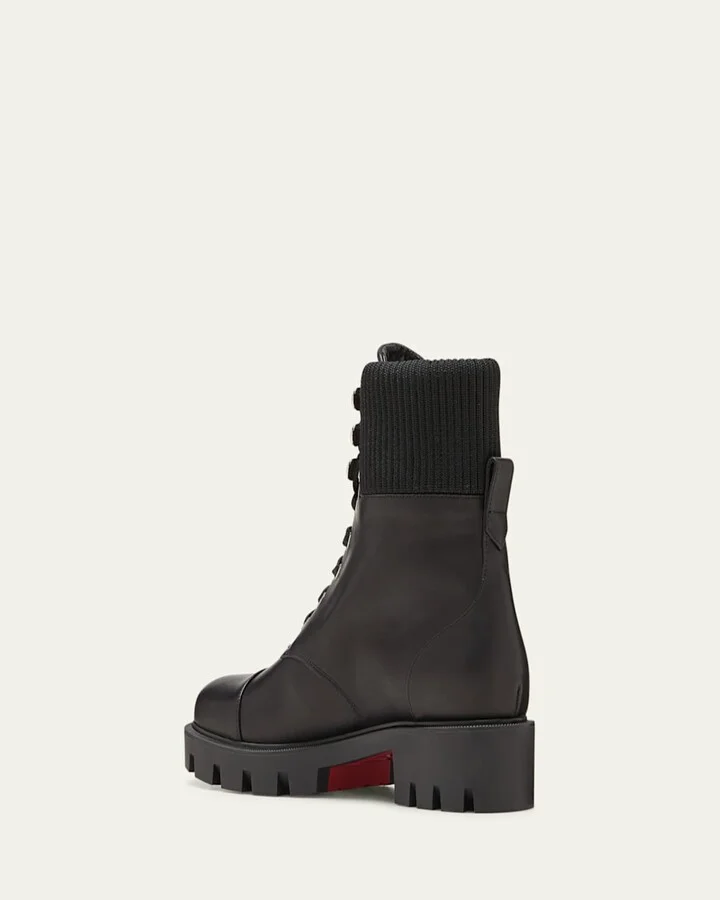 En Hiver Leather Knit Red Sole Boots - Image 6