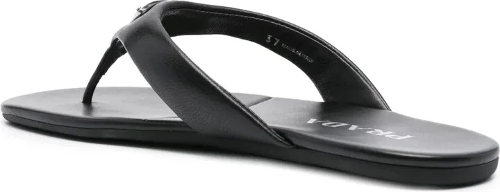 Enamel-Triangle Leather Flip Flops - Image 3