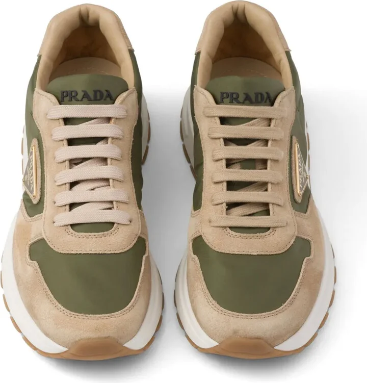 Enamel-Triangle Leather Sneakers - Image 4