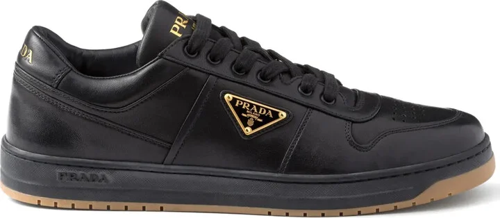 Enamel-Triangle Leather Sneakers