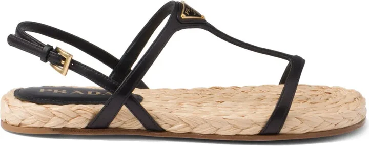 Enamel Triangle-Logo Flat Sandals
