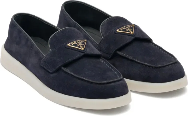 Enamel Triangle-Logo Leather Loafers - Image 2